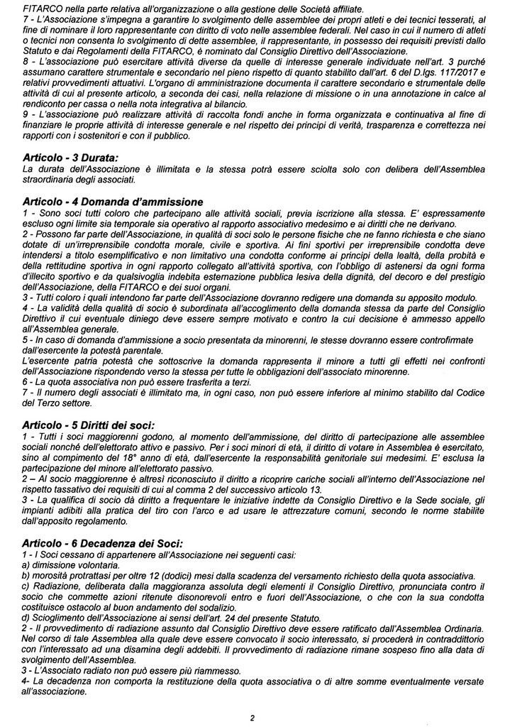 Statuto Arcieri Tre Torri